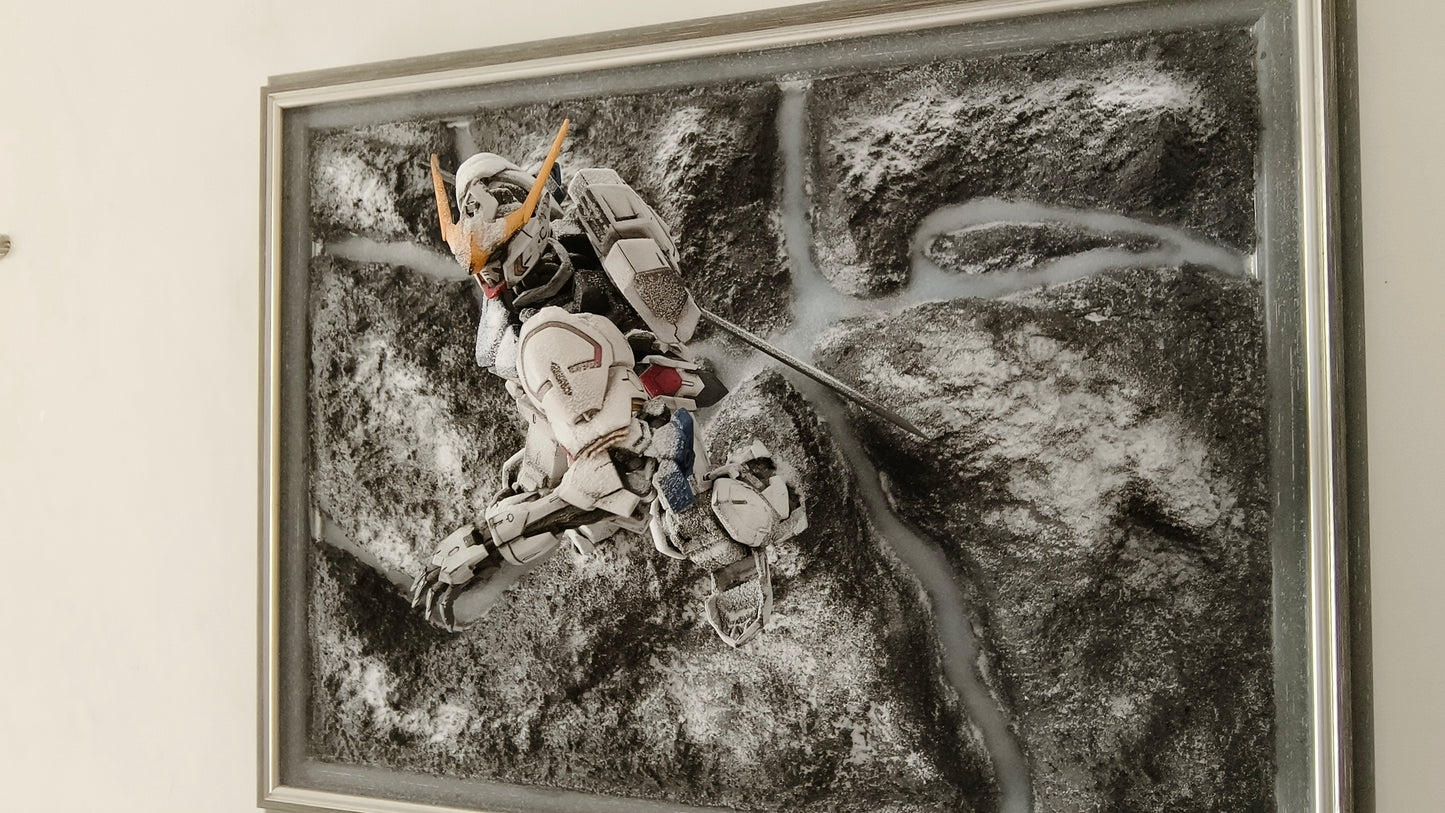 Bandai MG Barbatos Gundam Snow Scene Diorama – Wall-Mountable & Frame Display - MirageGundam
