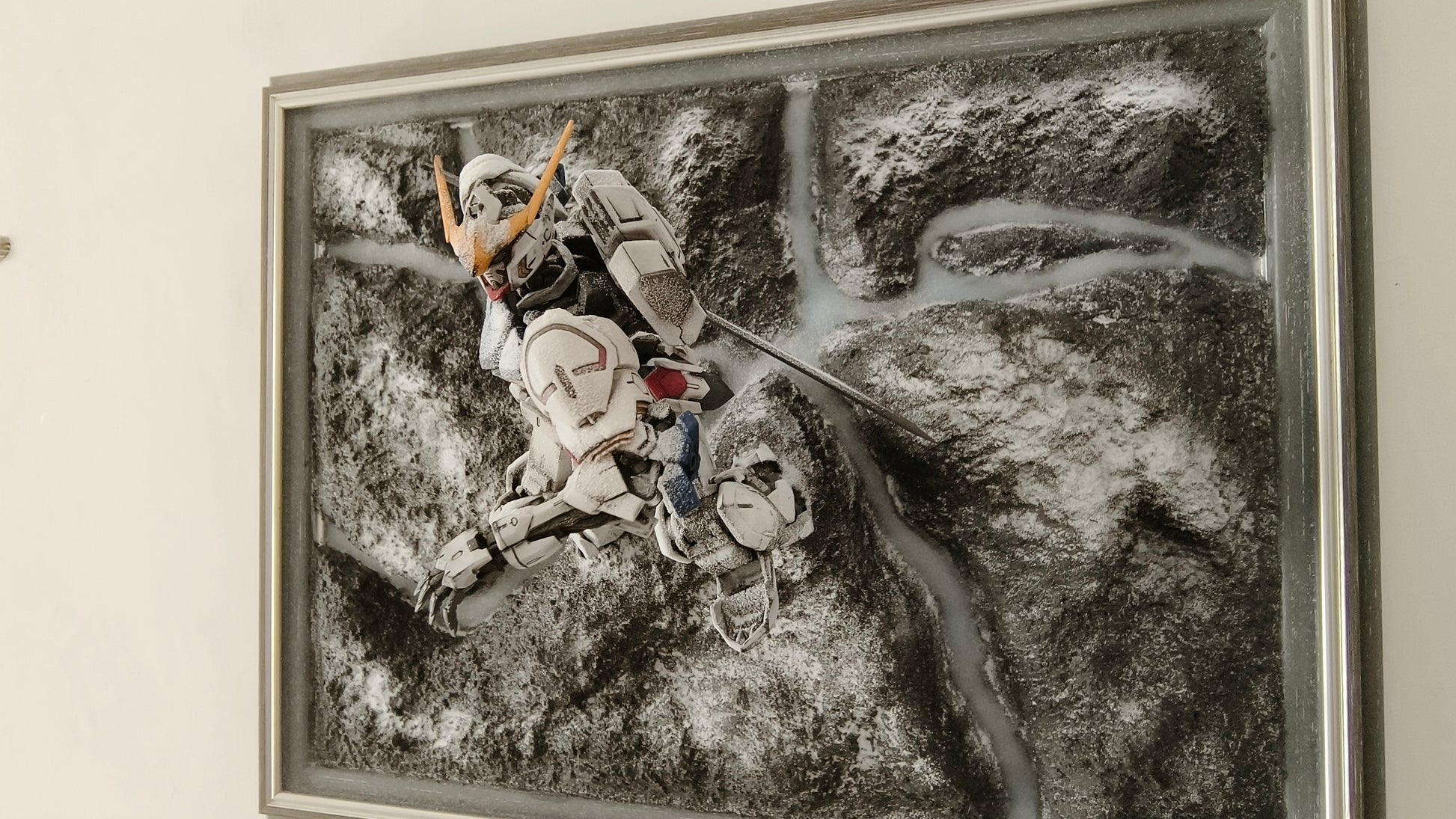 Bandai MG Barbatos Gundam Snow Scene Diorama – Wall-Mountable & Frame Display - MirageGundam